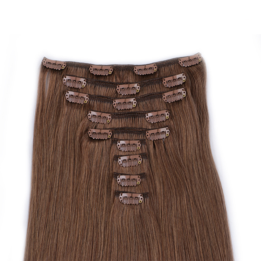 Clip in hair Top Quality 120g / 160g / 220g / 260g cheap 100% human hair double drawn clip in hair extension hn224